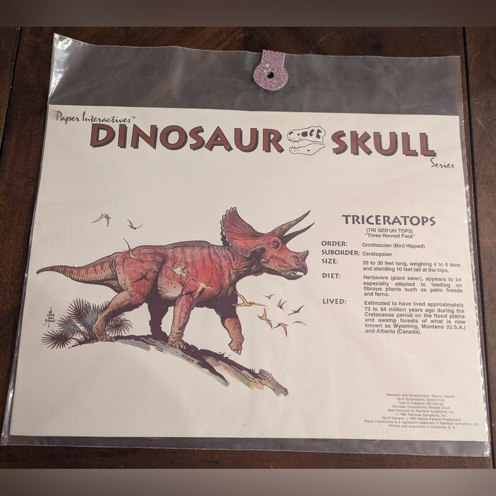 Triceratops Paper Interactives Dinosaur Skull Series New!